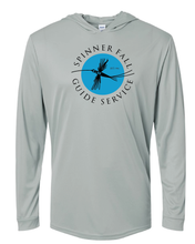 Load image into Gallery viewer, SpinnerFall - Grey UPF 50 Hooded Long Sleeve Performance Shirt