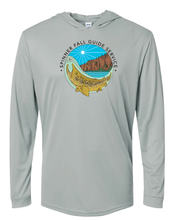 Load image into Gallery viewer, SpinnerFall - Grey UPF 50 Hooded Long Sleeve Performance Shirt